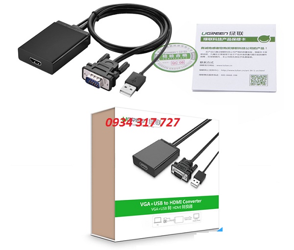 Cáp chuyển VGA to HDMI Ugreen 40213 Cao cấp